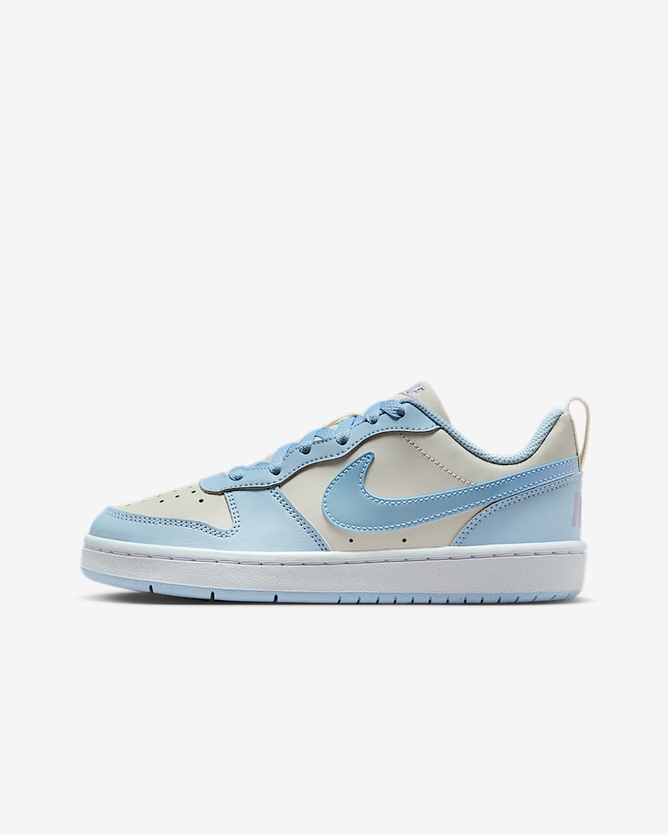 Tenis para niños grandes Nike Court Borough Low Recraft - Perla suave/Hortensias/Blanco/Azul celestino