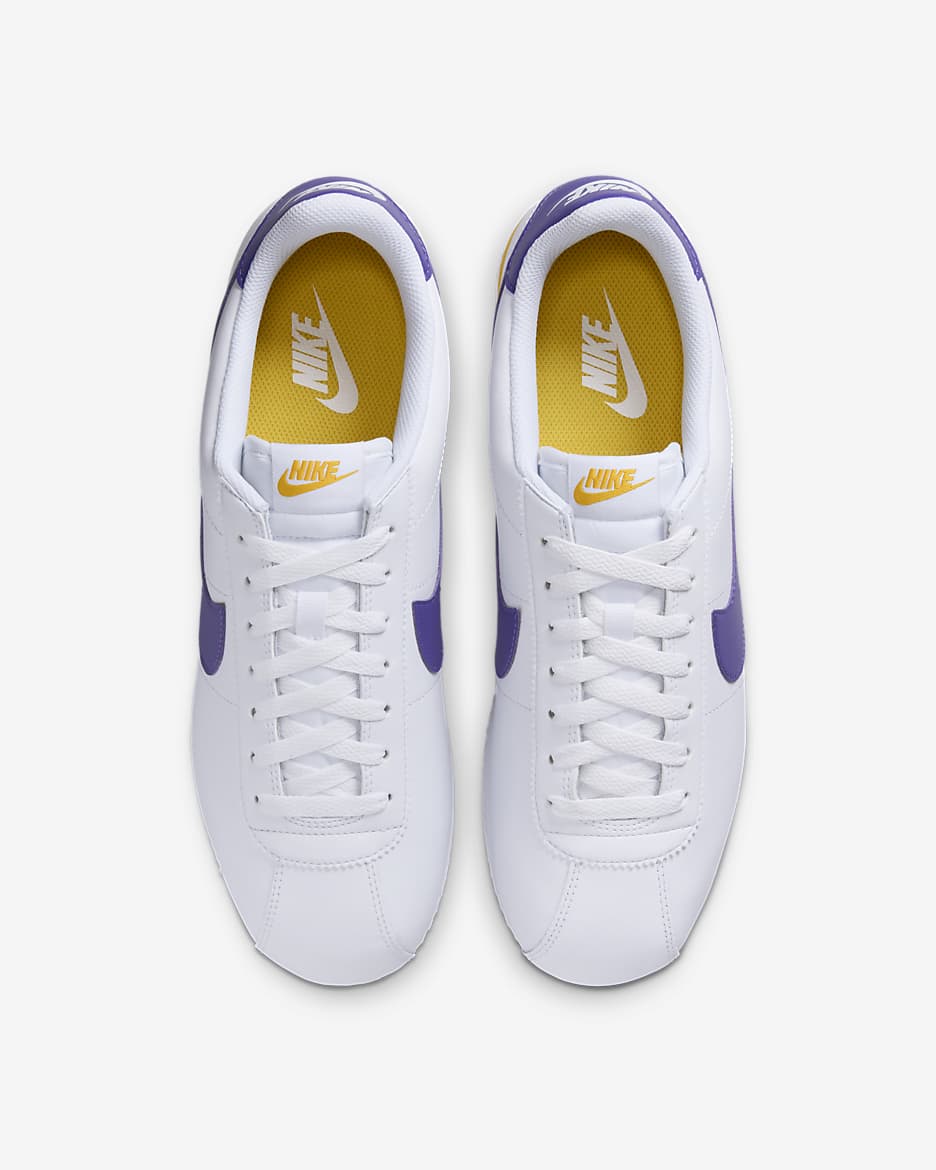 Nike Cortez 男鞋 - 白色/Varsity Maize/Varsity Purple