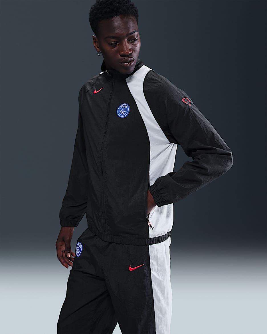 Casaco de treino de futebol Nike Total 90 Paris Saint-Germain para homem - Preto/Branco/Vermelho Global