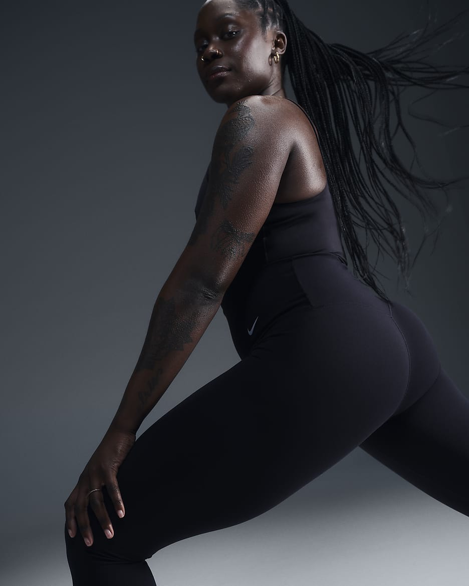 Nike Zenvy Legging met volledige lengte en iets ondersteunende hoge taille voor dames - Zwart/Zwart