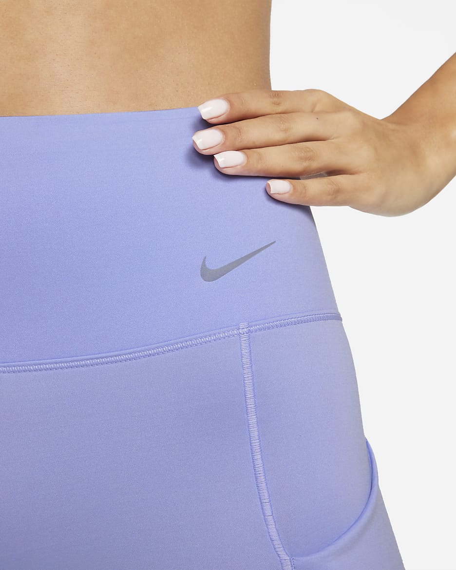 Leggings de tiro alto de 7/8 de sujeción firme con bolsillos para mujer Nike Go - Cardo claro/Negro