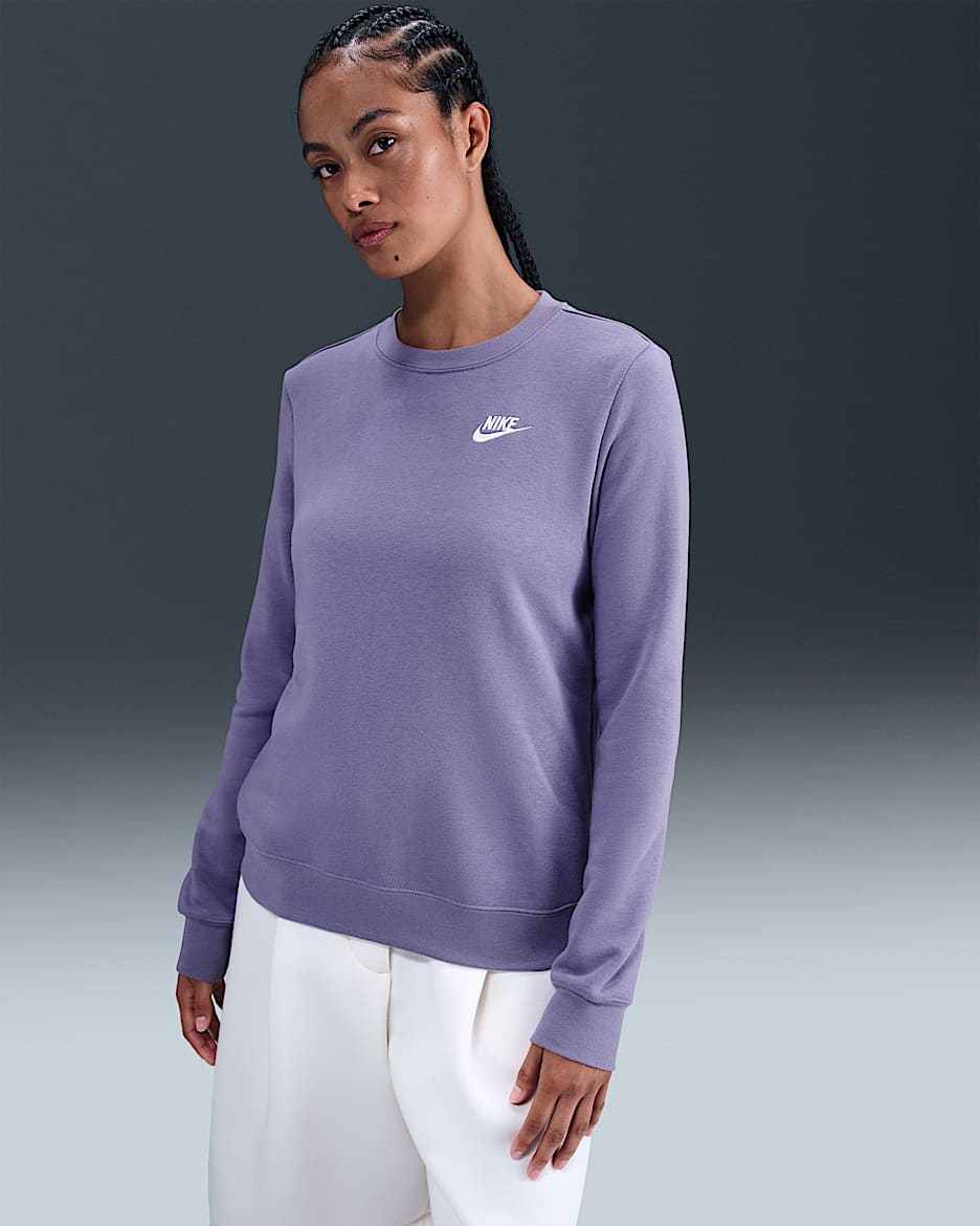Nike Sportswear Club Fleece Women's Crew-Neck Sweatshirt - Dusty Amethyst/White