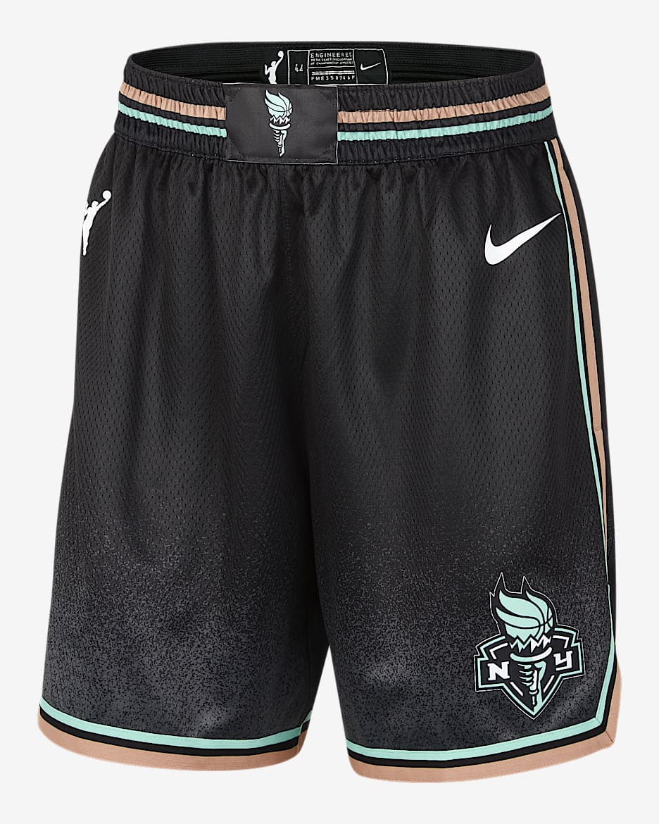 Shorts Nike Dri-FIT de la WNBA Victory para mujer New York Liberty 2025 Explorer Edition - Negro/Blanco
