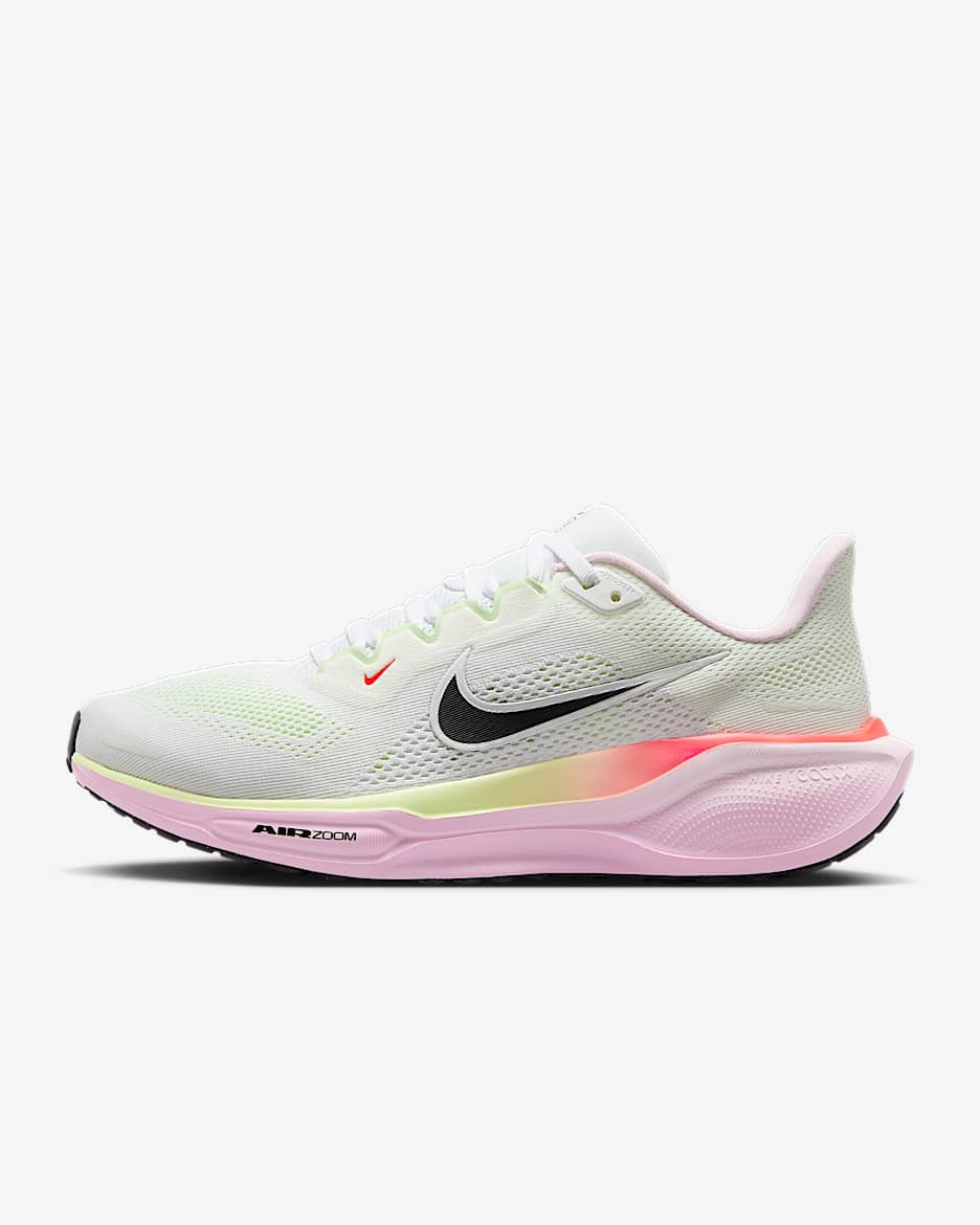 Tenis de correr en pavimento para mujer Nike Pegasus 41 - Blanco/Espuma rosa/Carmesí brillante/Negro