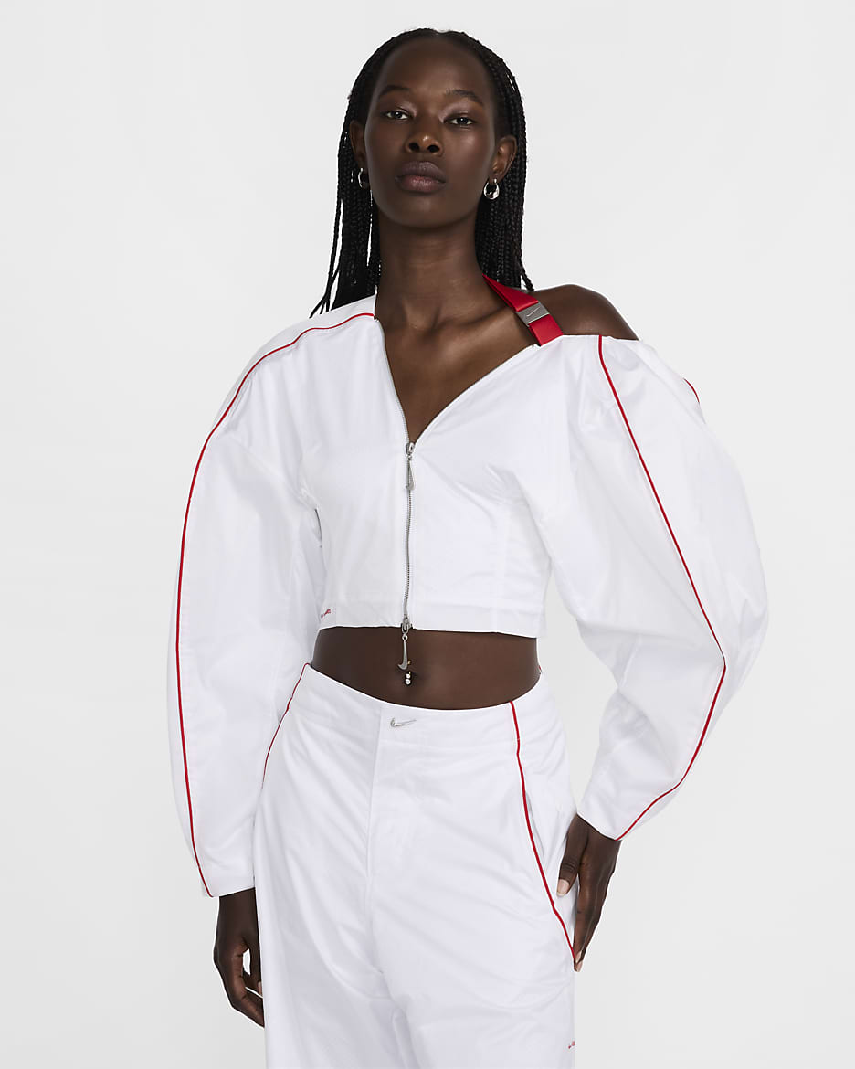 Nike x Jacquemus-løbejakke til kvinder - hvid/University Red