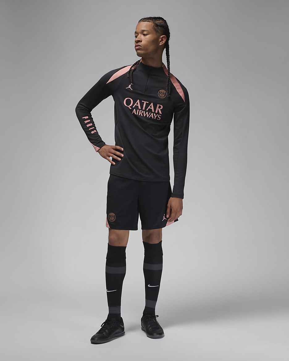 Paris Saint-Germain Strike Third Men's Jordan Dri-FIT Football Knit Shorts - Black/Rust Pink/Rust Pink