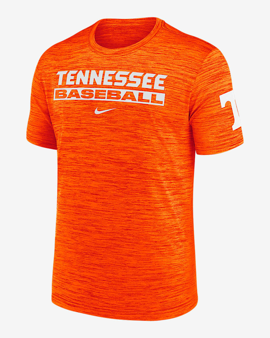 Playera universitaria Nike Dri-FIT para hombre Tennessee Volunteers Velocity Baseball Wordmark Stack - Naranja team