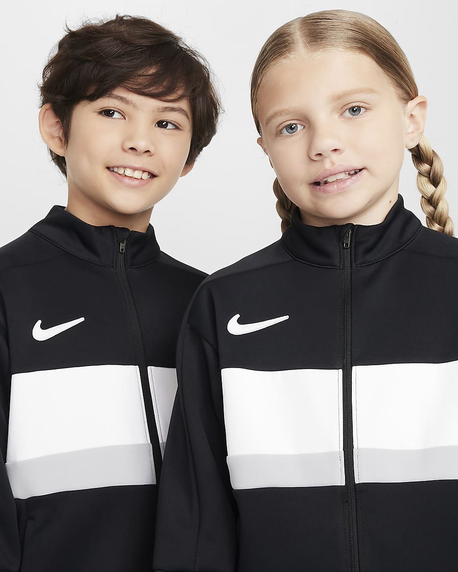 Nike Academy Older Kids' Dri-FIT Football Tracksuit Jacket - Black/White/Light Smoke Grey/White