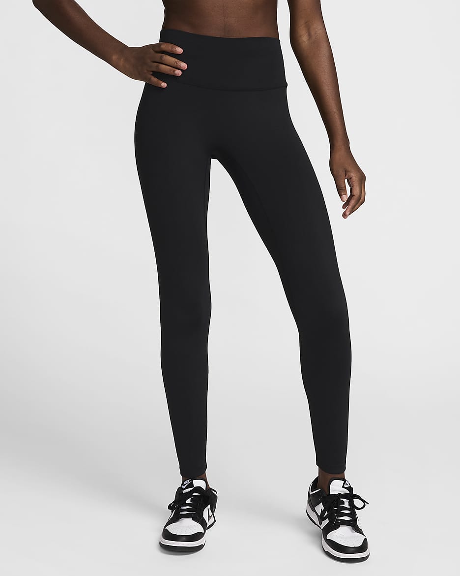 Nike One Seamless Front Women's High-Waisted Full-Length Leggings - Black/Black