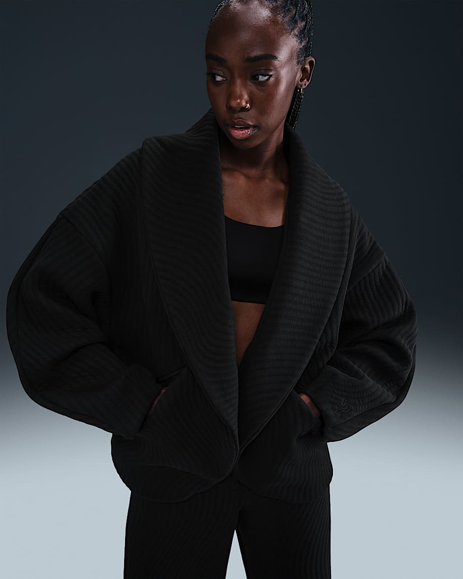 Chamarra oversized de tejido Knit para mujer Serena Williams Design Crew - Negro/Royal juego