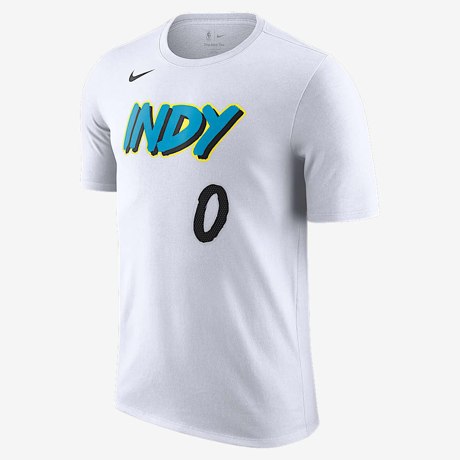 Playera Nike de la NBA para hombre Tyrese Haliburton Indiana Pacers Essential City Edition - Blanco