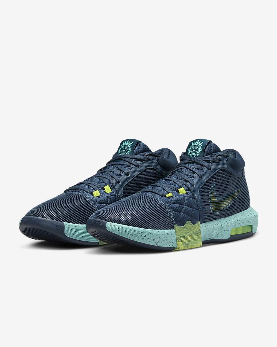 LeBron Witness 8 EP Basketball Shoes - Armory Navy/Green Frost/Bicoastal/Cyber