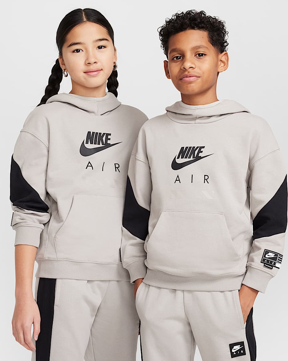Flísová mikina Nike Air s kapucí pro větší děti - College Grey/Černá/Černá