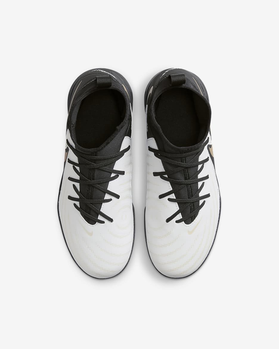 Nike Jr. Phantom Luna 2 Academy Younger/Older Kids' TF Football Shoes - White/Metallic Gold Coin/Black