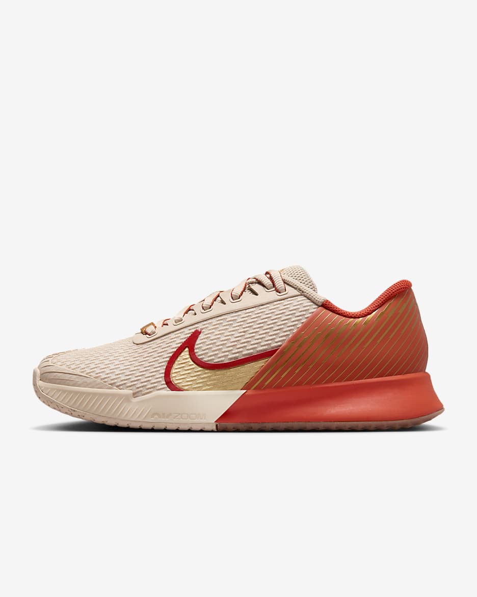 NikeCourt Air Zoom Vapor Pro 2 Premium Women's Hard Court Tennis Shoes - Sanddrift/Gum Medium Brown/Metallic Gold