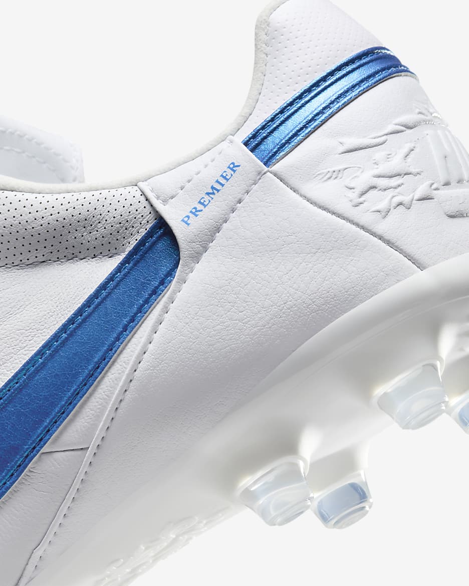 Nike Premier 3 FG Low-Top Football Boot - White/Signal Blue