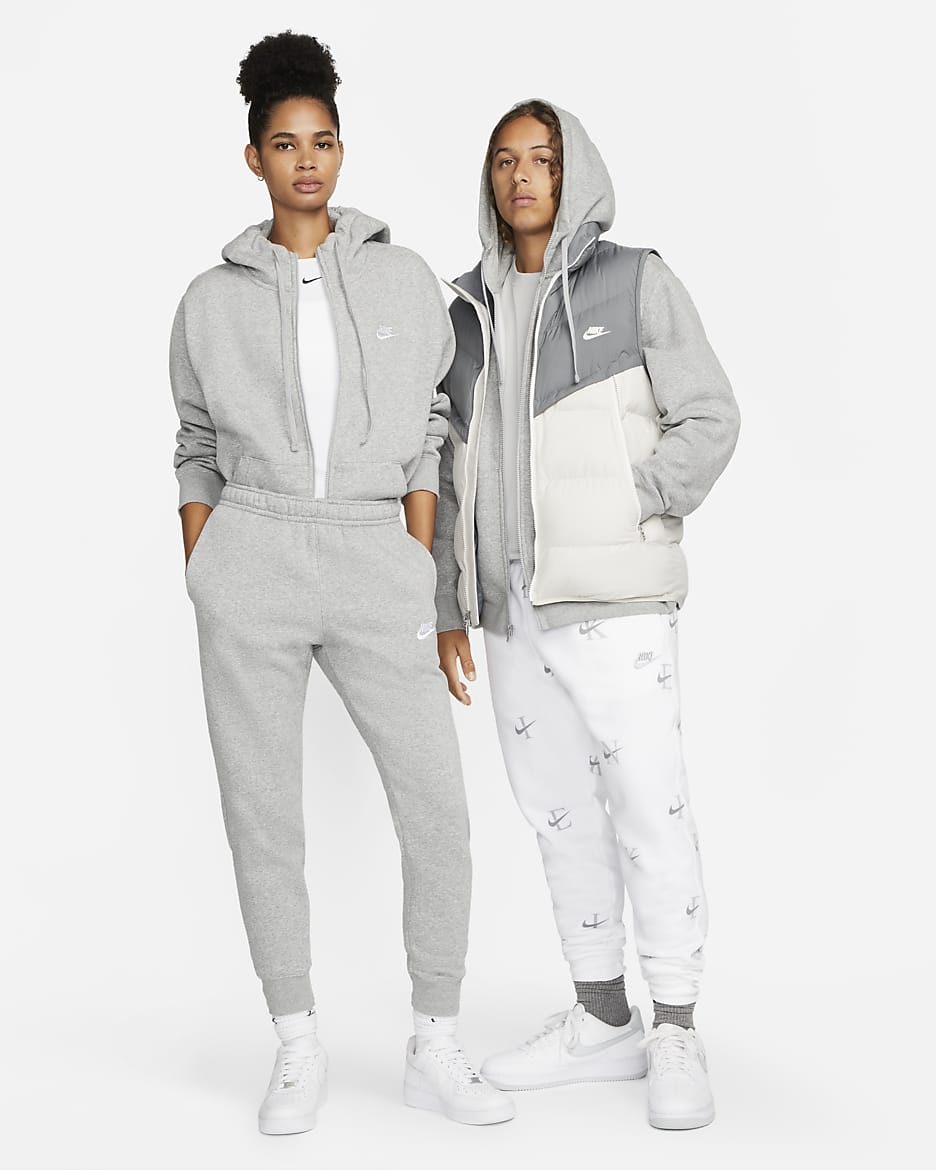 Sweat à capuche et zip Nike Sportswear Club Fleece pour Homme - Dark Grey Heather/Matte Silver/Blanc