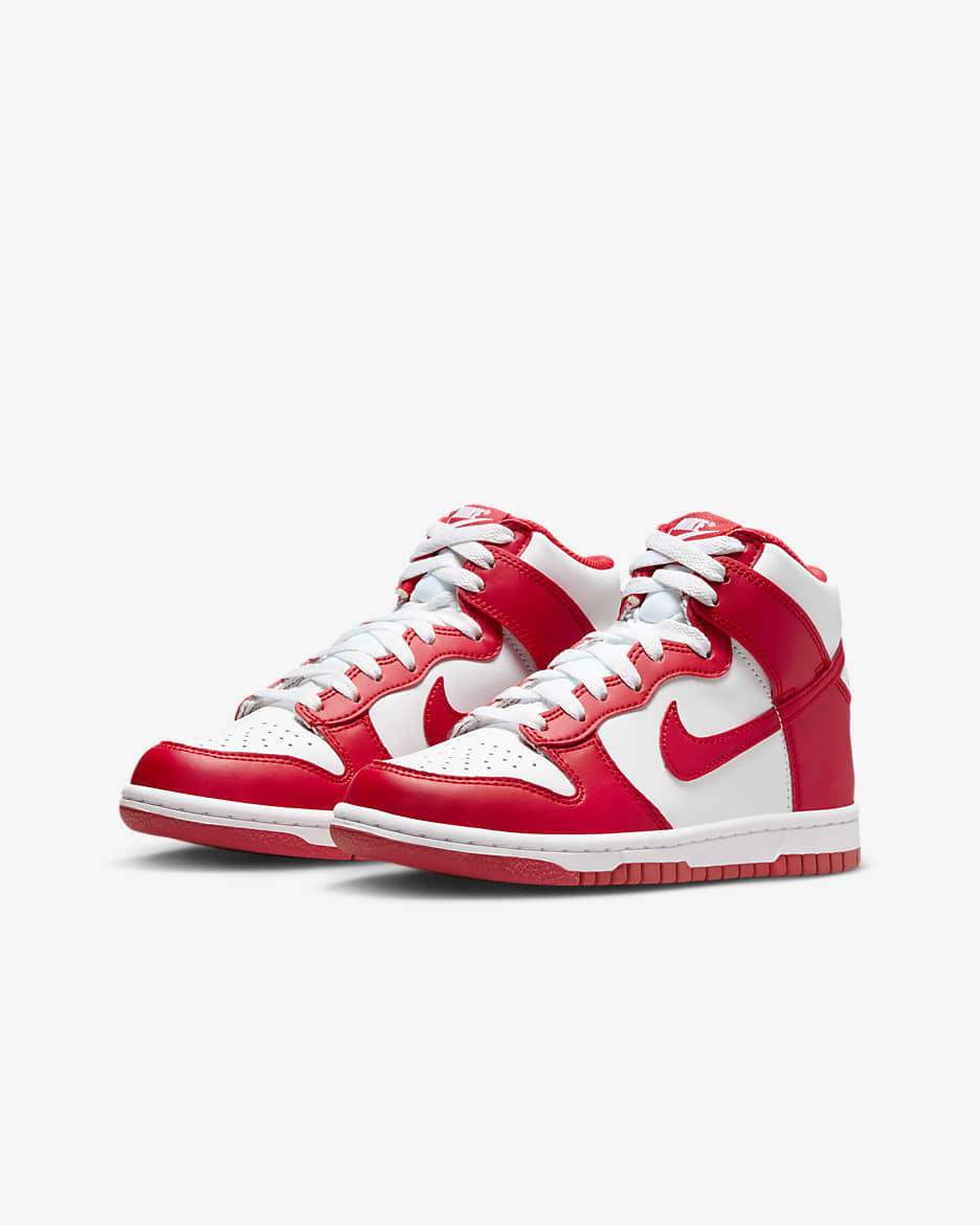 Παπούτσια Nike Dunk High για μεγάλα παιδιά - Λευκό/University Red