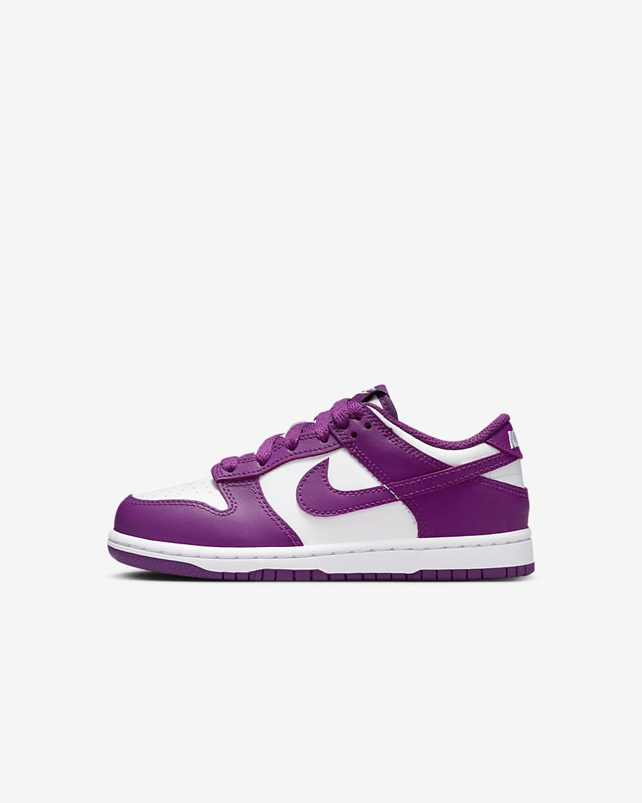 Nike Dunk Low Little Kids' Shoes - White/White/Viotech