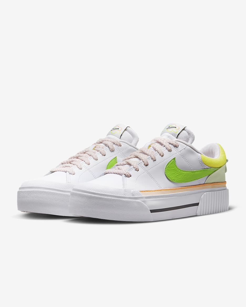 Calzado para mujer Nike Court Legacy Lift - Blanco/Rosa perla/Amarillo opti/Verde acción