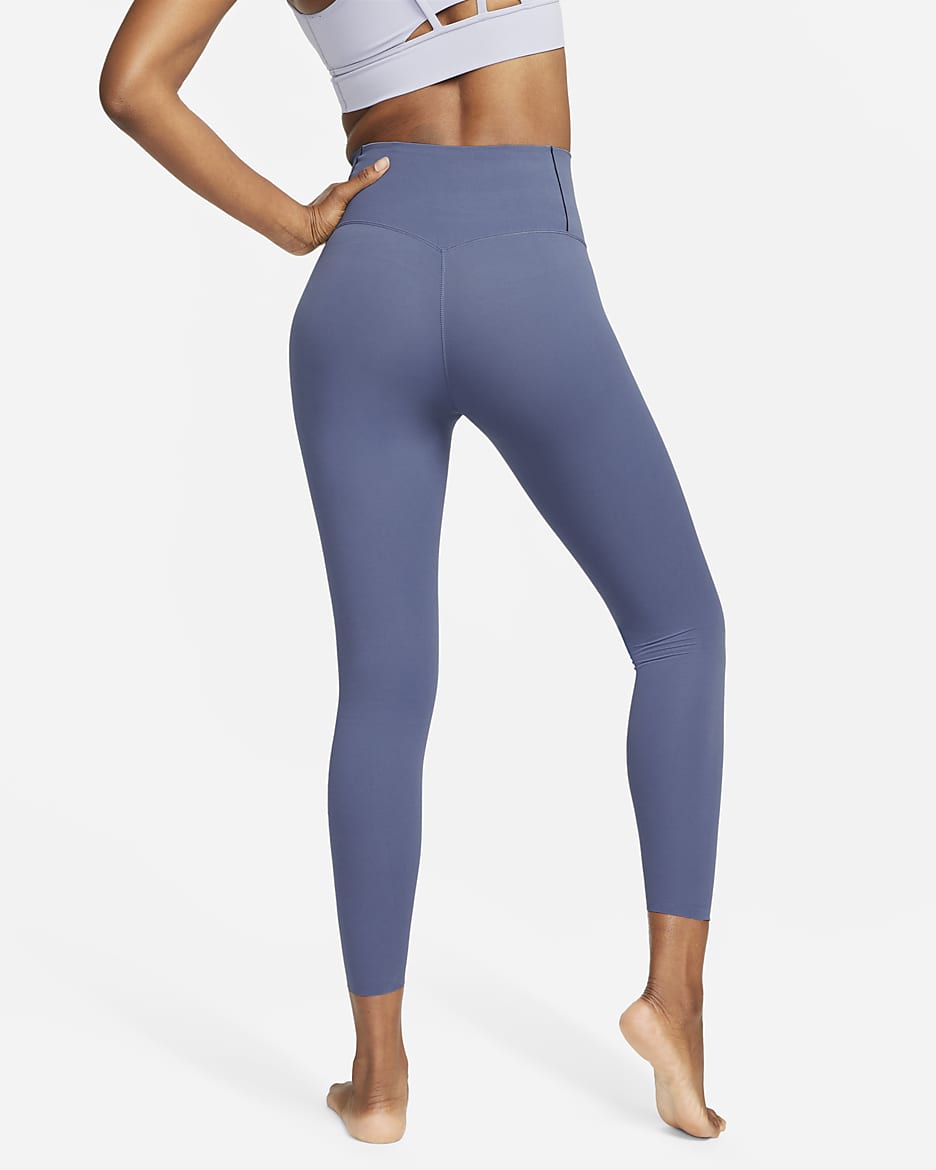 Damskie legginsy 7/8 z wysokim stanem zapewniające delikatne wsparcie Nike Zenvy - Diffused Blue/Czerń