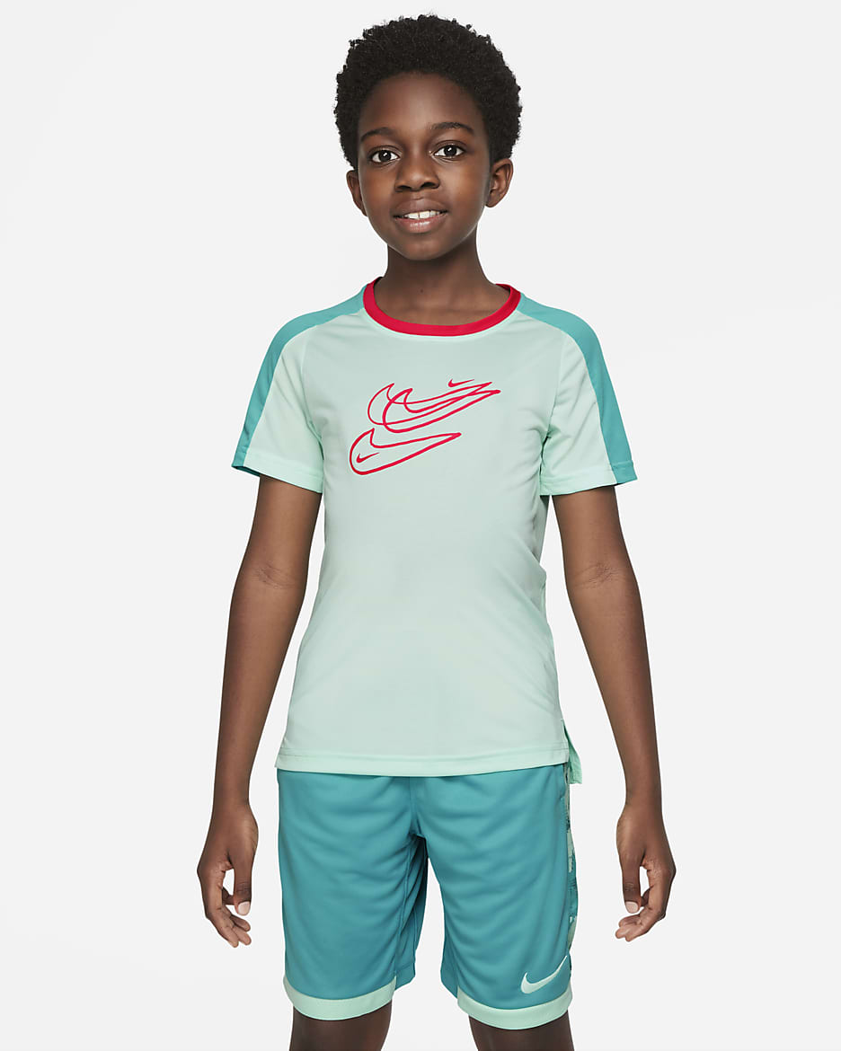 Nike Dri-FIT Big Kids' (Boys') Training Top - Mint Foam/Washed Teal/Light Fusion Red/Siren Red