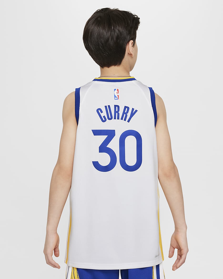 Koszulka dla dużych dzieci Nike NBA Swingman Stephen Curry Golden State Warriors Association Edition 2022/23 - Biel