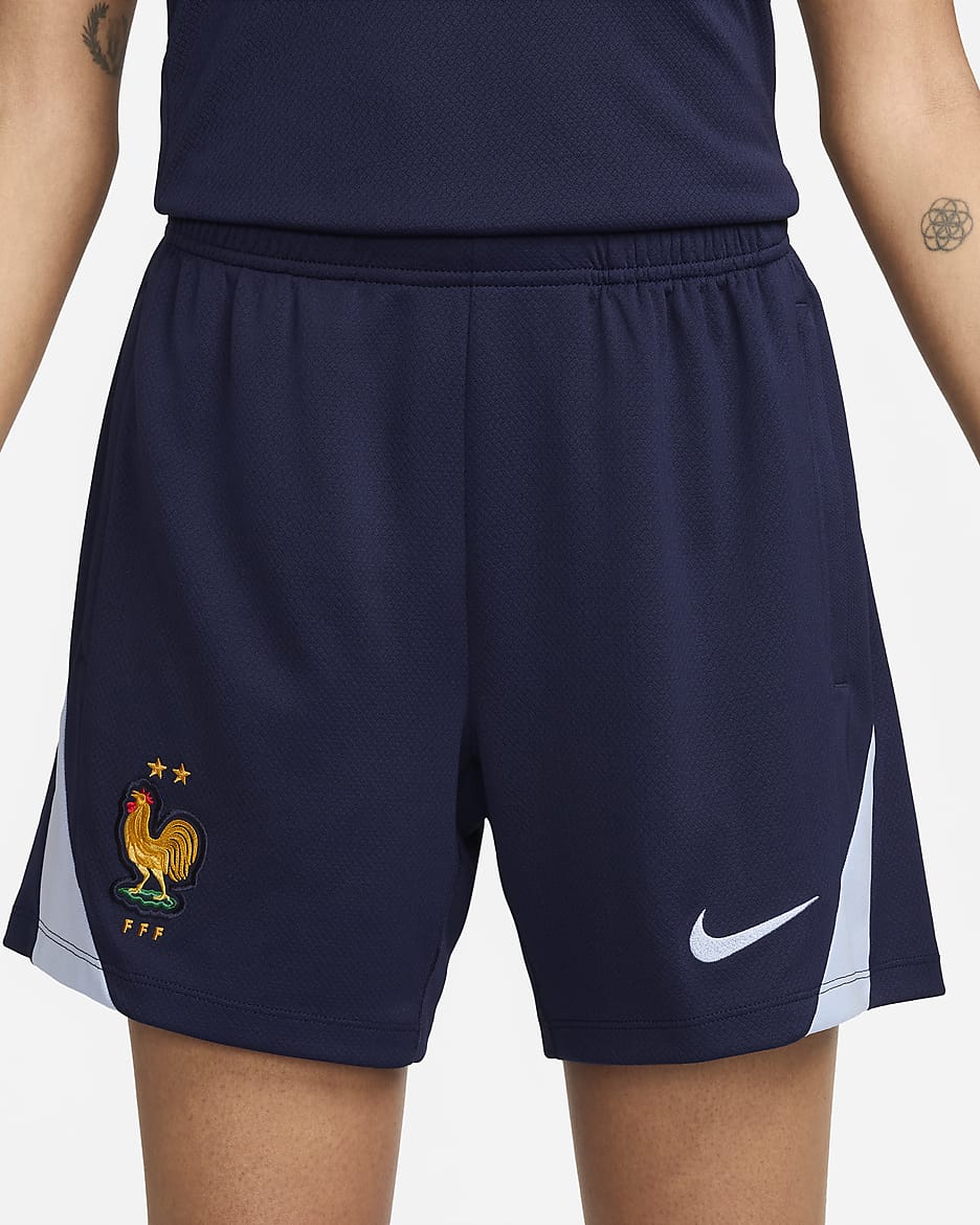 FFF Strike Nike Dri-FIT knit voetbalshorts voor dames - Blackened Blue/Cobalt Bliss/Cobalt Bliss