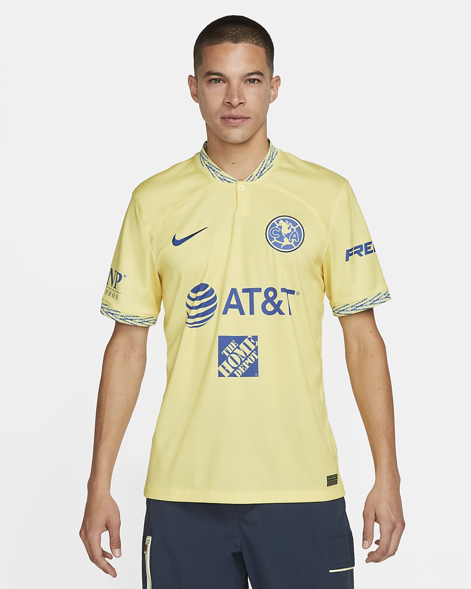 Club América 2022/23 Stadium Home Nike Dri-FIT Fußballtrikot für Herren - Lemon Chiffon/Medium Blue