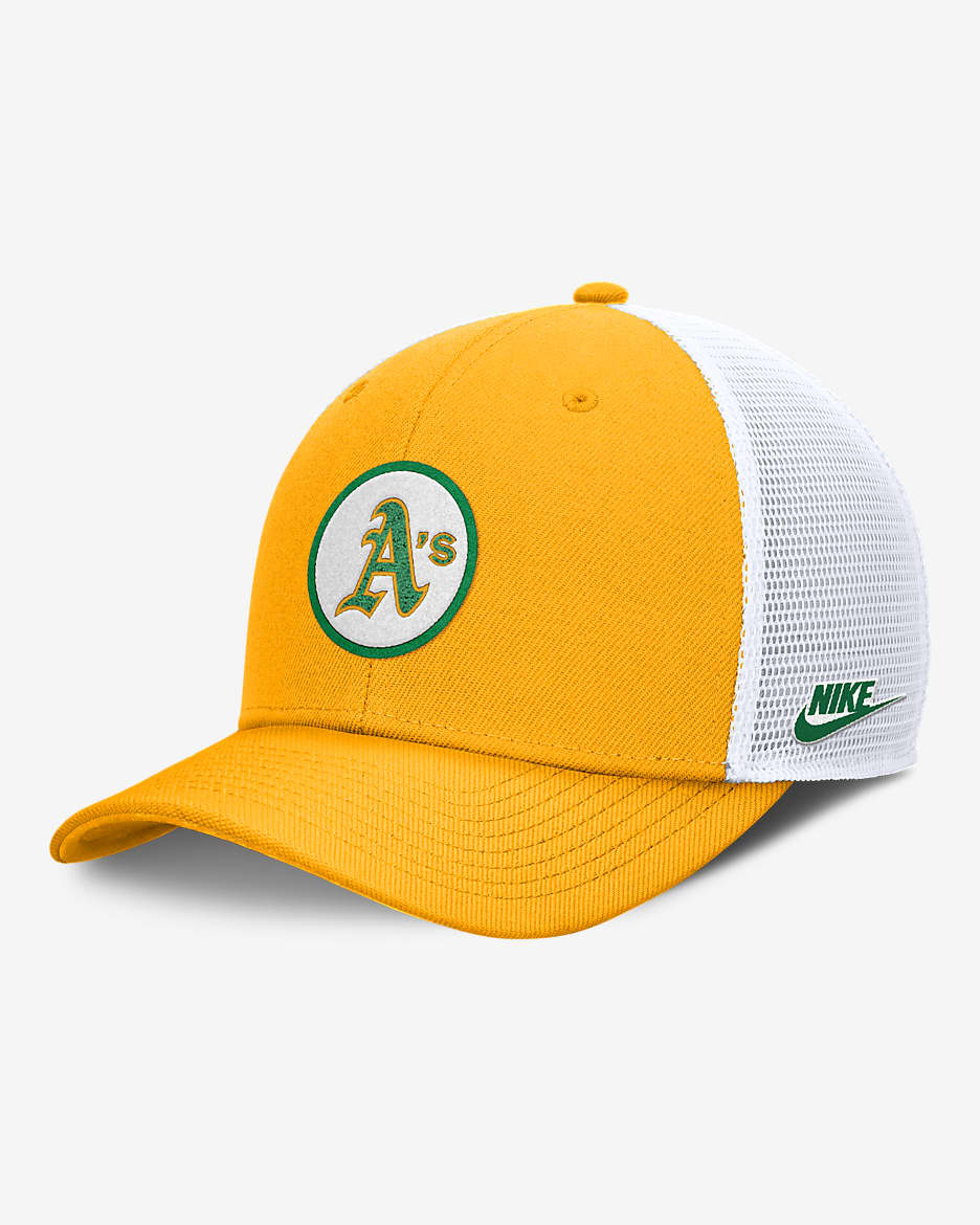 Oakland Athletics Cooperstown Rise Men's Nike Dri-FIT MLB Trucker Adjustable Hat - Gold
