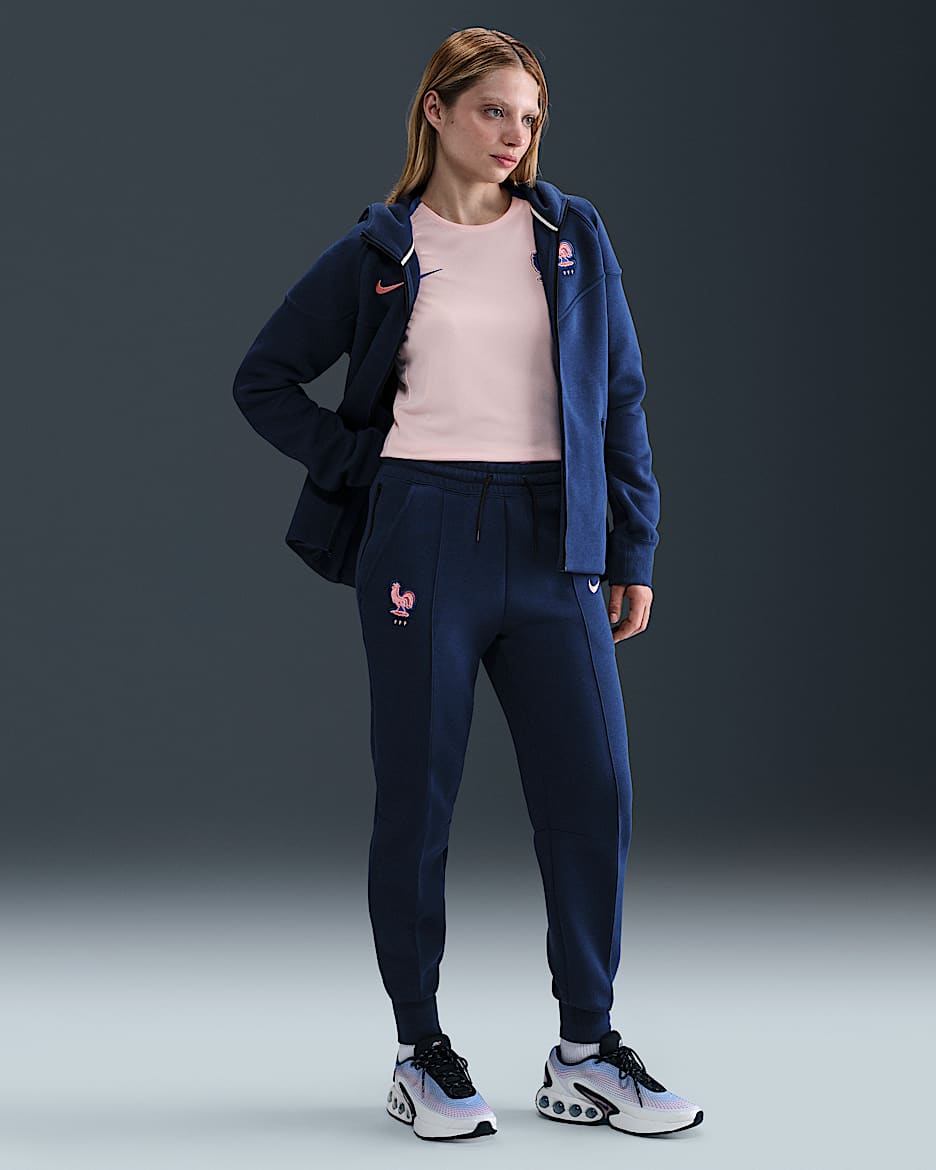 FFF Tech Nike Fleece Normal Belli Kadın Futbol Jogger'ı - Blue Void/Light Madder Root