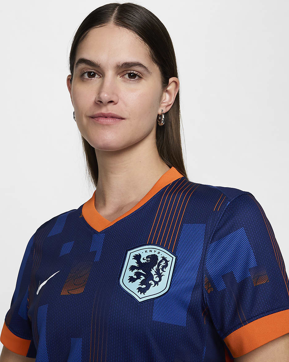 Netherlands (Men's Team) 2024/25 Stadium Away Women's Nike Dri-FIT Football Replica Shirt - Blue Void/Safety Orange/Copa/White