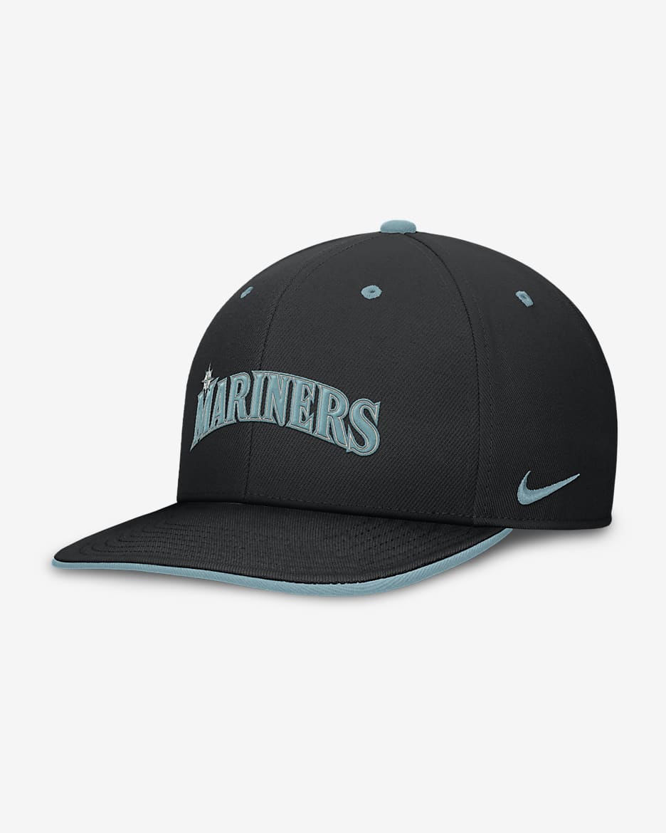 Seattle Mariners Pro Tech Script Men's Nike Dri-FIT MLB Adjustable Hat - Black