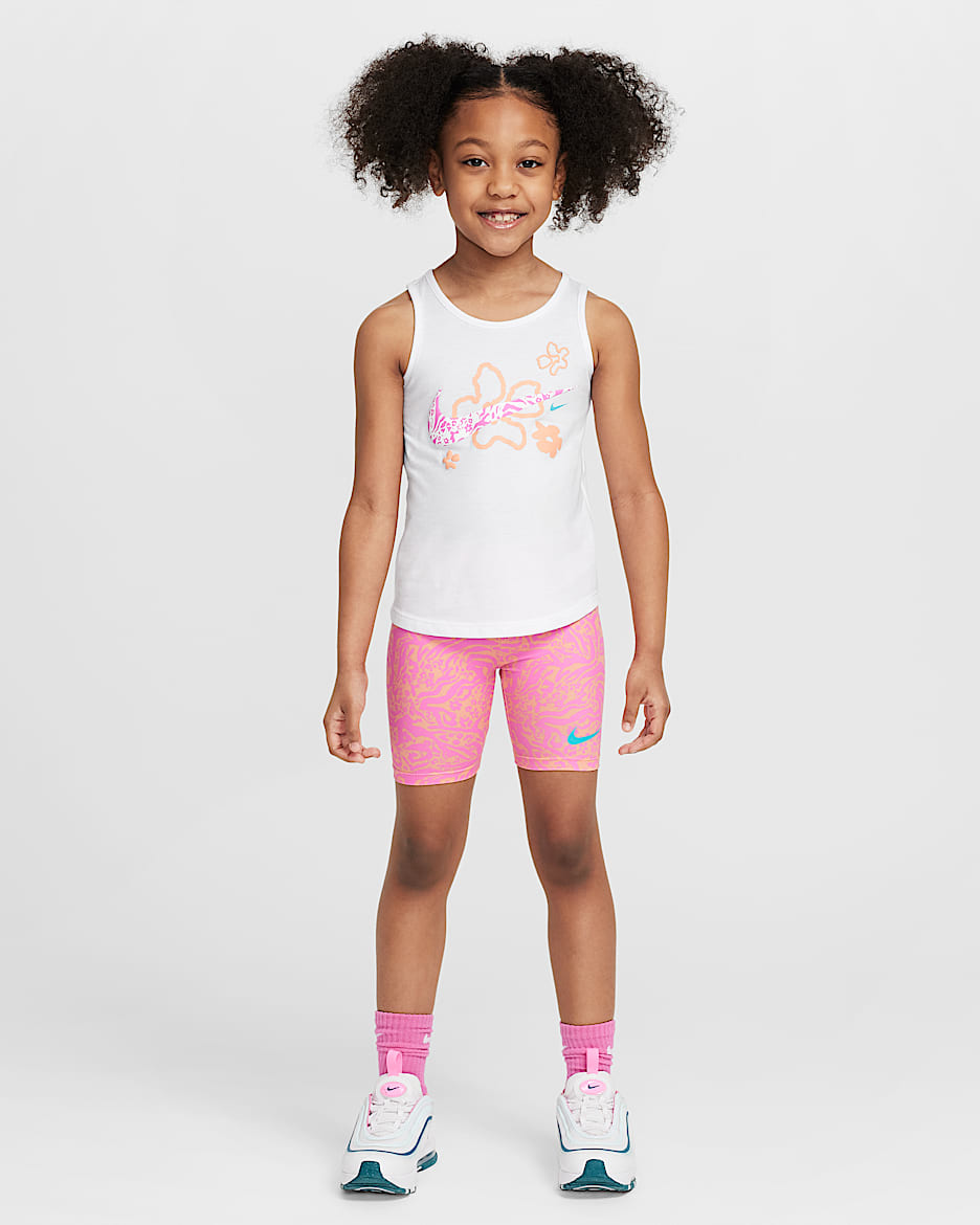 Nike Dri-FIT Conjunto de mallas cortas y camiseta con estampado de flores silvestres - Niño/a pequeño/a - Apricot Agate