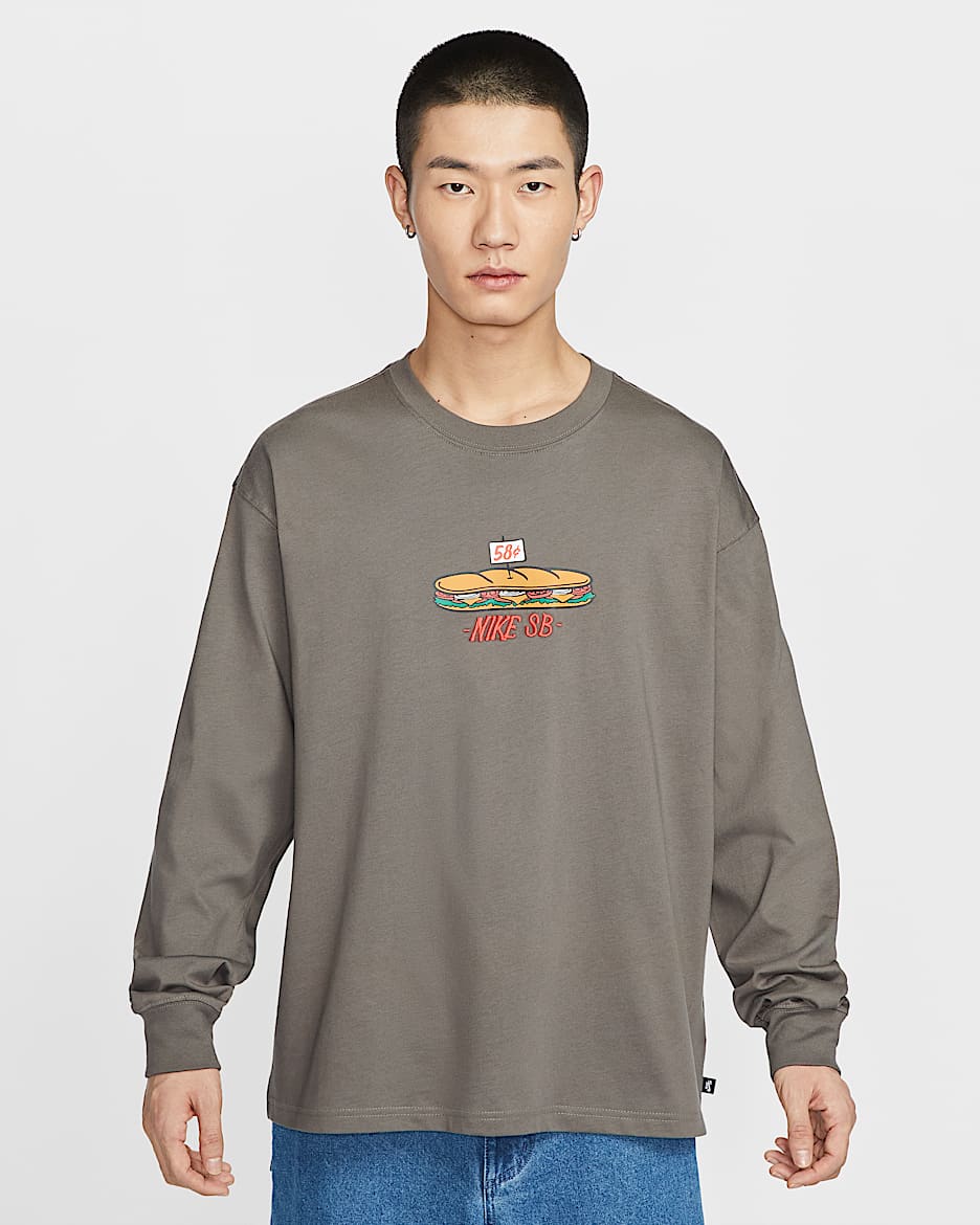 Nike SB Long-Sleeved Max90 Skate T-Shirt - Cave Stone