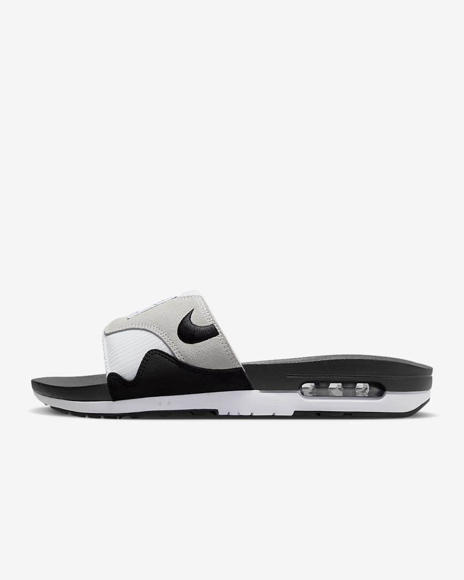 Nike Air Max 1 Slippers voor heren - Wit/Light Neutral Grey/Zwart