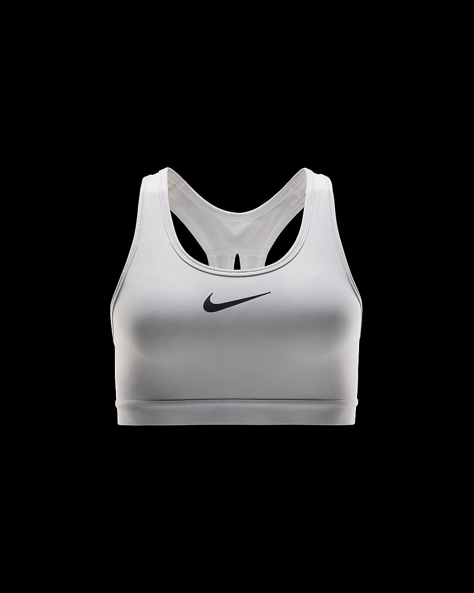 Nike Swoosh High Support Sujetador deportivo regulable sin acolchado - Mujer - Blanco/Blanco/Negro