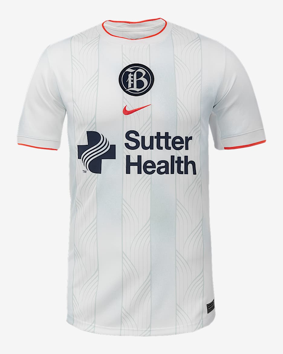 Jersey Nike Dri-FIT de la NWSL Bay FC Replica local 2025 Stadium para hombre - Blanco/Plata noche
