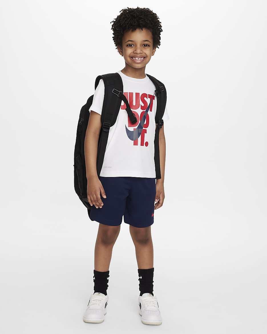 Conjunto de shorts "Just Do It" Dri-FIT para niños talla pequeña Nike Just Do It - Azul marino medianoche
