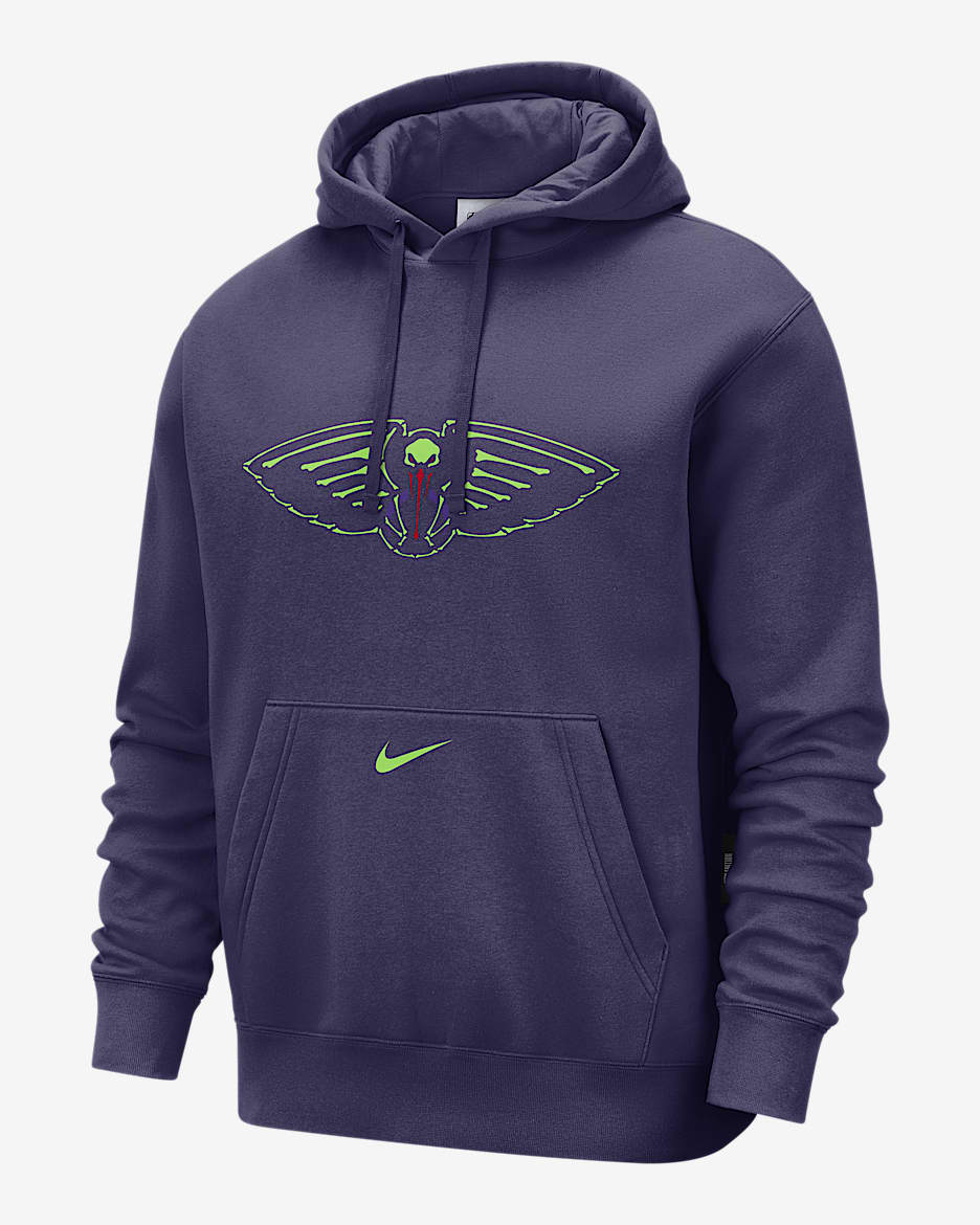 Sudadera con gorro sin cierre Nike de la NBA de tejido Fleece para hombre New Orleans Pelicans Club City Edition - Tinta