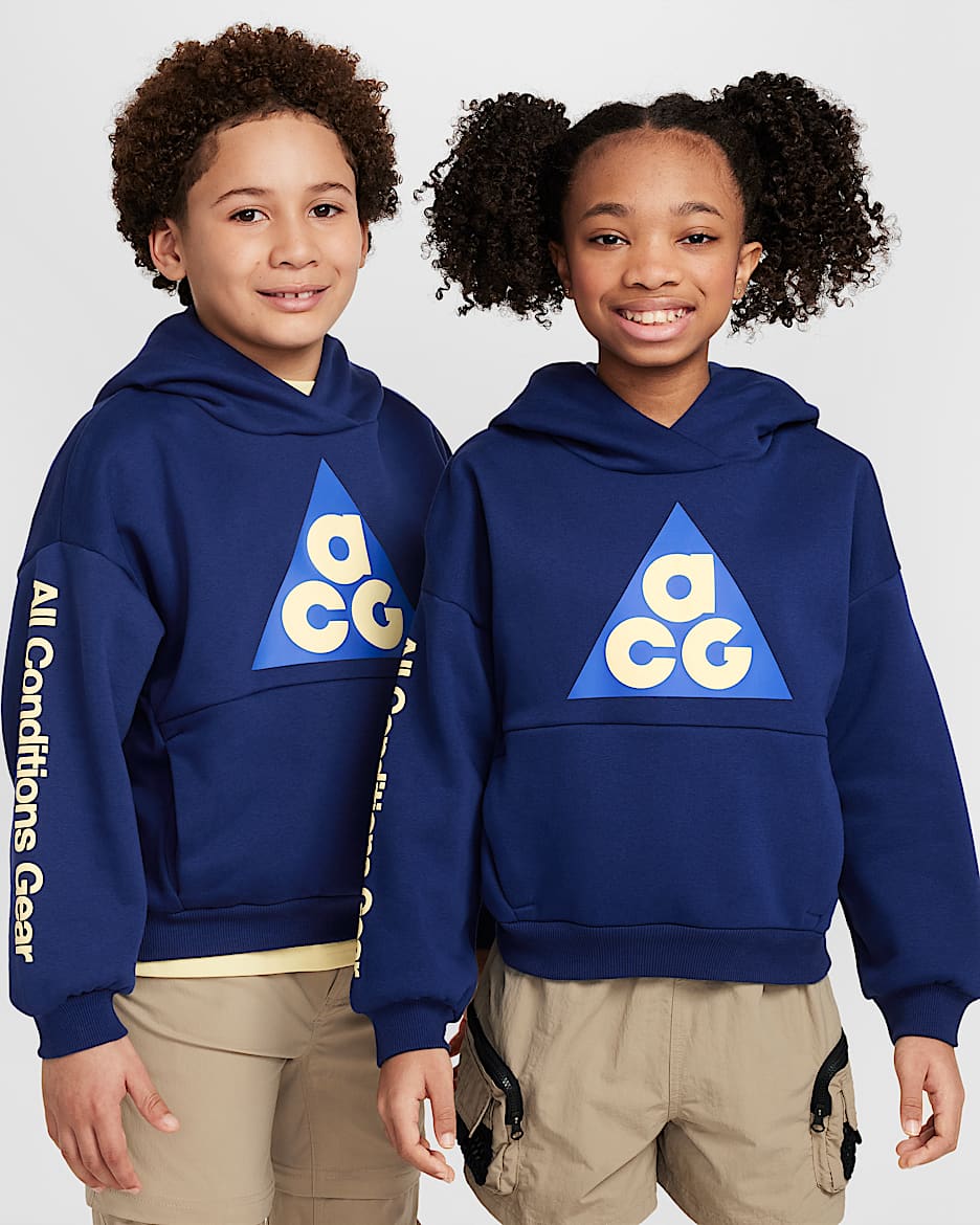 Mikina Nike ACG Icon Fleece s kapucí pro větší děti - Blue Void/Game Royal/Soft Yellow