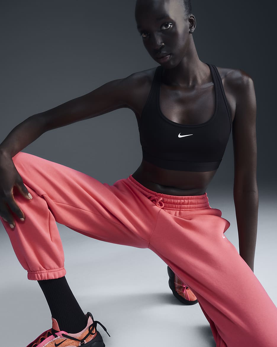 Nike Swoosh Light Support Dolgusuz Kadın Spor Sütyeni - Siyah/Beyaz