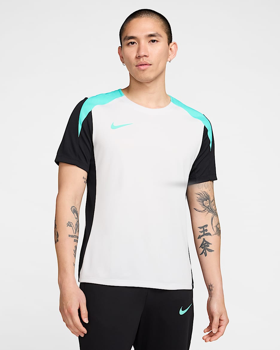 ナイキ ストライク メンズ Dri-FIT ショートスリーブ サッカートップ - フォトンダスト/ブラック/ダイナミックターコイズ/ダイナミックターコイズ