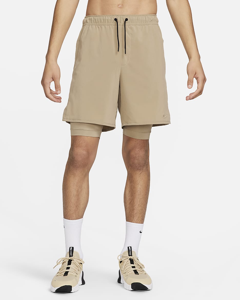 Nike Unlimited Men's Dri-FIT 7" 2-in-1 Versatile Shorts - Khaki/Khaki/Black/Khaki