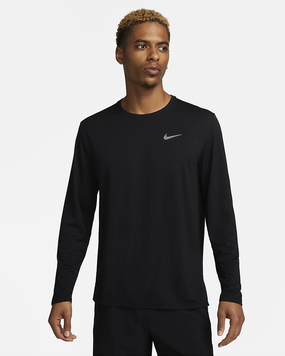 Nike Miler Men's Dri-FIT UV Long-Sleeve Running Top - Black