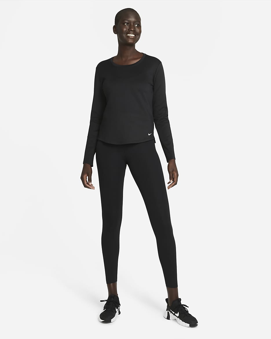 Haut à manches longues Nike Therma-FIT One pour Femme - Noir/Blanc