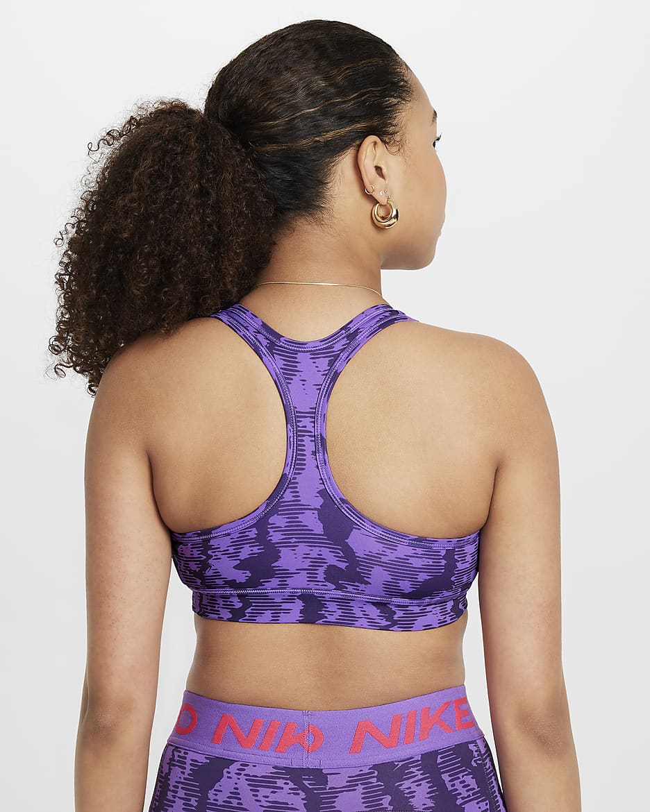 Brassière de sport réversible Nike Swoosh pour fille - Dark Raisin/Black Raspberry/Aster Pink