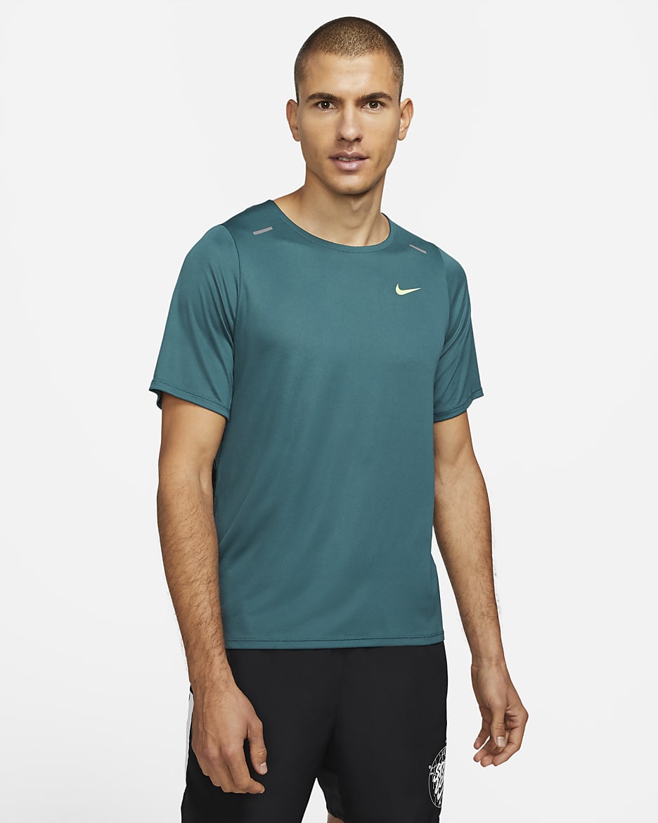 Haut à manches courtes Nike Rise 365 Wild Run pour Homme - Dark Teal Green/Ghost Green