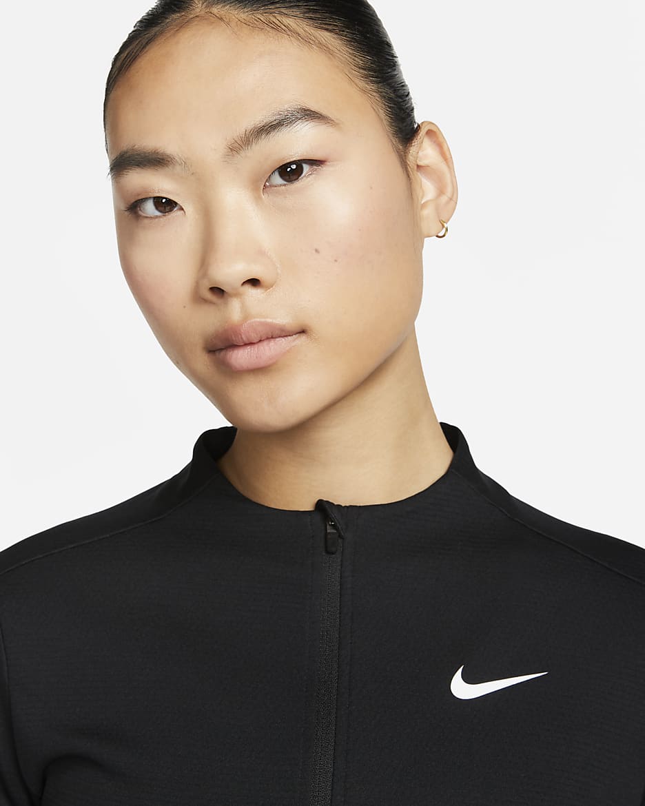 Nike Dri-FIT UV Advantage Women's 1/2-Zip Golf Top - Black/White