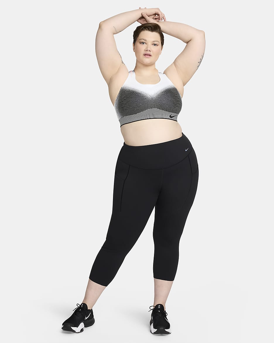 Brassière de sport non rembourrée à maintien supérieur Nike Swoosh Flyknit pour femme - Noir/Blanc/Bright Crimson